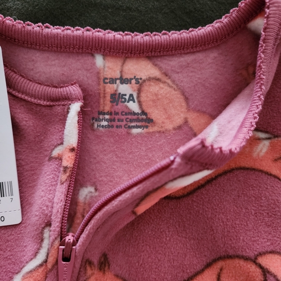Carters Girls Footed PJs Size 5 - Picture 2 of 4